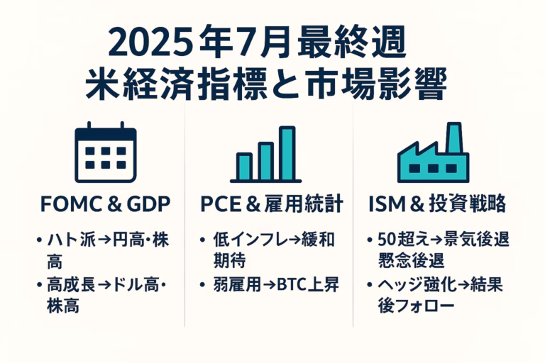 2025年7月最終週の米経済指標と市場影響を三列で図解