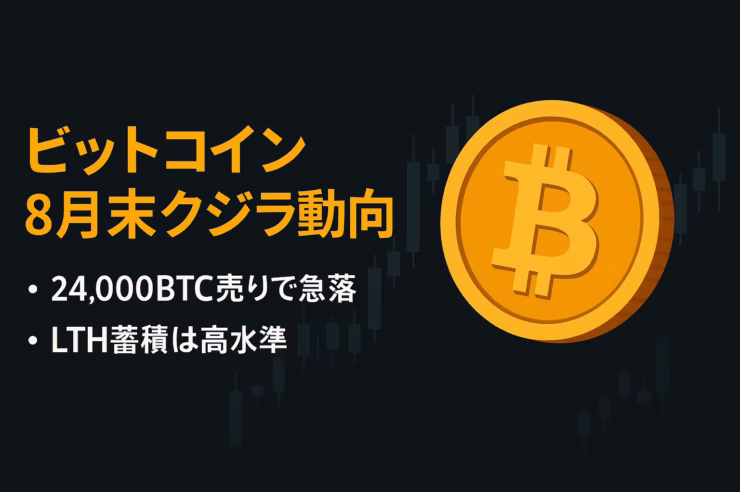 2025-08-31 10:00 JST時点。要点①大口の24,000BTC売りで清算連鎖と一時$111,000割れ、②エルサルバドルが準備金を500BTC上限で複数分散、信頼性強化。数値: 米M2は約22兆ドル台へ再拡大。