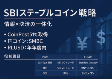 SBIがCoinPost過半取得とSMBC提携＋RLUSD導入を同日発表。情報と決済の一体化でWeb3実装を先制（2025/8/22 JST）