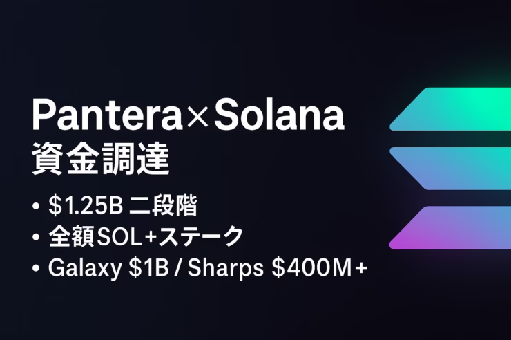 Panteraが最大12.5億ドル調達しNASDAQ企業をSolana特化に転換。Galaxy連合の10億ドル計画も進行中。公開企業のSOL保有は6.95億ドル規模（2025-08-26 JST）。