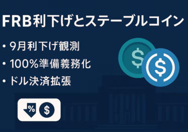 7月FOMCは9対2で据置、9月利下げ織込8〜9割。GENIUS法成立でステーブルコイン準備100%規定。JST8/21時点