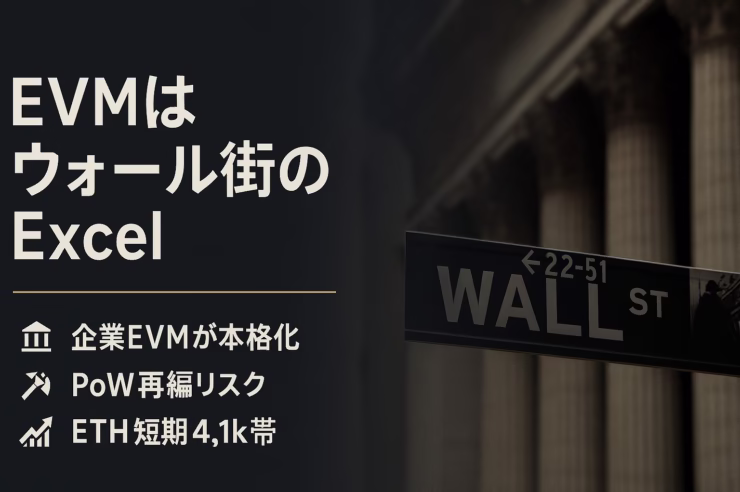 EVMはArc/Tempoで企業導入、金融Excel化が現実味。PoWではQubicがXMR再編主張。ETHは4,075〜4,150ドル調整レンジ（2025/8/20 JST）。