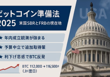 ビットコイン準備法は年内成立か—Bo Hines発言と政策の現在地 10 米国「ビットコイン準備法」審議中、Bo Hines氏は2025年内成立に自信。FRB利下げ観測後BTCは11.2万→11.65万ドルに上昇(2025-08-27 JST)。