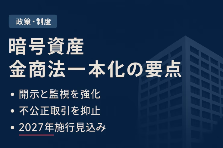 金融庁が暗号資産規制を金商法へ一本化。背景は1214万口座・被害増加。20%分離課税検討と2027年施行見込み（JST2025-09-01）。
