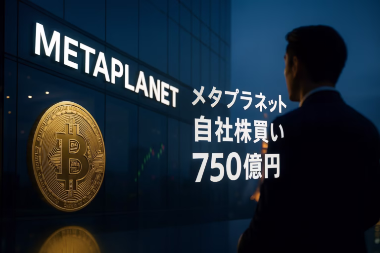 10/28 JST、メタプラネットが自社株買いを新設（上限1.5億株・750億円、期間1年）。BTC担保の5億ドル枠と資本配分方針も同時公表。初期3か月の執行速度とmNAV回帰を注視。