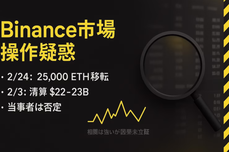 2/24にBinance→WintermuteでETH25,000・SOL103,570移転。2/3は24hで約$2.29B清算。因果は未立証→監視強化。作成:2025-10-08 13:20 JST