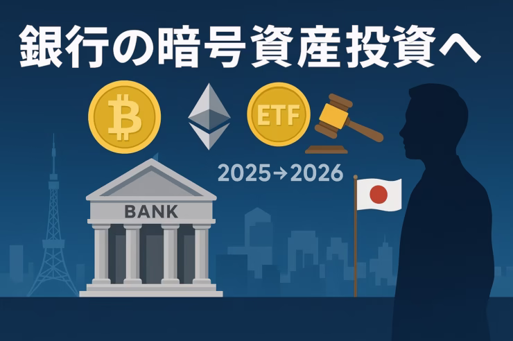 「銀行の暗号資産投資 解禁検討の要点」。要点は①金商法移行で銀行保有が現実味、②資本規制で段階導入。主要数値は口座1,213万。JST 2025/10/19の情報に基づく要約。
