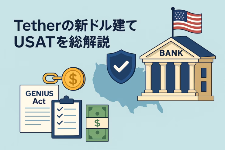 Tetherの新ドル建てUSATを総解説 1 USATの基本=Anchorage発行・1:1現金/短期国債・月次開示。GENIUS法は2025-07-18成立。まずはカストディ体制と初回レポートをJST 10/25 12:30の時点で確認。