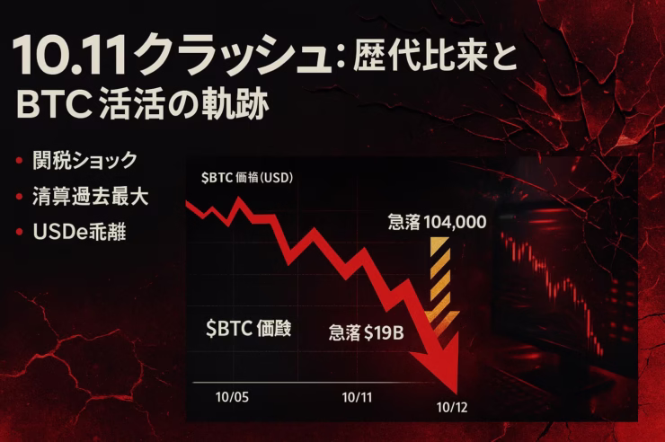 要点1＝清算約191.3億ドル/24h、要点2＝USDe一時$0.65と補償発表。JST 2025-10-12 10:00頃の状況に基づく。数字は後日更新の可能性あり。