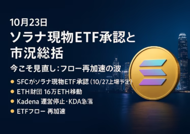 香港SFCがソラナ現物ETFを承認。上場は10/27、コード3460/83460/9460、100口・管理料0.99%。JST 10/23の一次情報に基づく要点まとめ。
