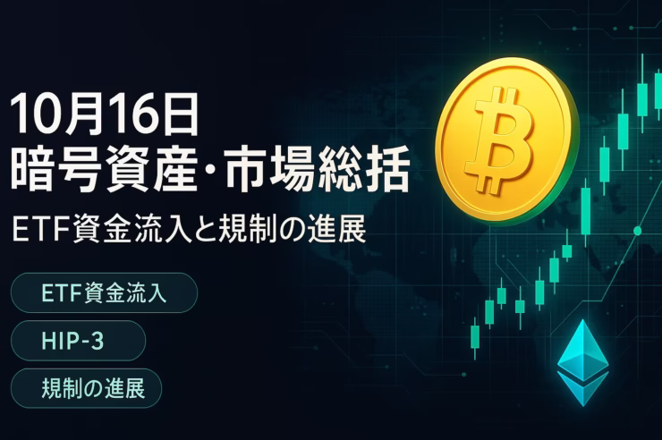 10/16の要点：①ETFに資金回帰（BTC+1.03億$等）②米司法省が127,271BTCを押収・保管中。JST 2025-10-16 10:00時点の整理。