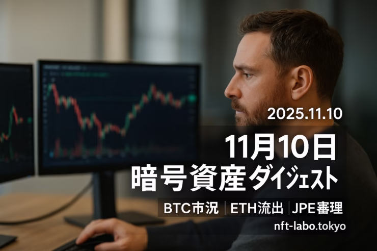 ETHは7日でCEX流出291k。今週はLINEA/APT/AVAXの解禁が続く。NFT出来高は$85.31M（-9.22%）。JST 11/10 10:00の時点整理。