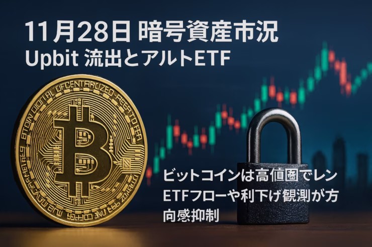 2025-11-28 JSTの暗号資産市況。BTCは約$95,000のレンジ、韓国UpbitでSolana資産約540億ウォン流出。アルトETF拡大とステーブルコイン問題、量子コンピュータリスクまでを一枚で押さえられる要約ポスト。