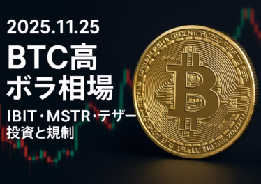 2025年11月25日 JST 12:30時点の市況。BTCは$89,000台へ反発。IBIT資産$100B突破の一方でボラティリティ上昇。金融庁の規制動向にも注目。