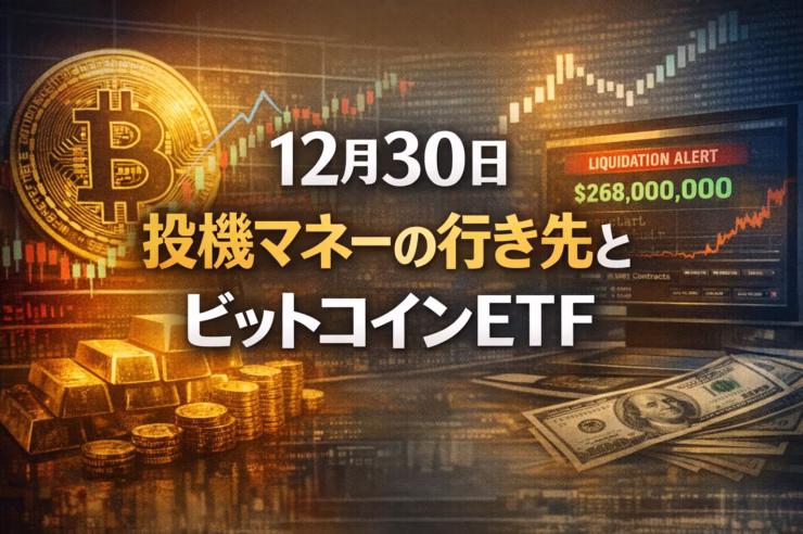 2025-12-30 15:30 JST: BTC ETF週間-$782M流出、銀など貴金属急落、24h清算$268M。予測市場の拡大と2026年規制対応が焦点。