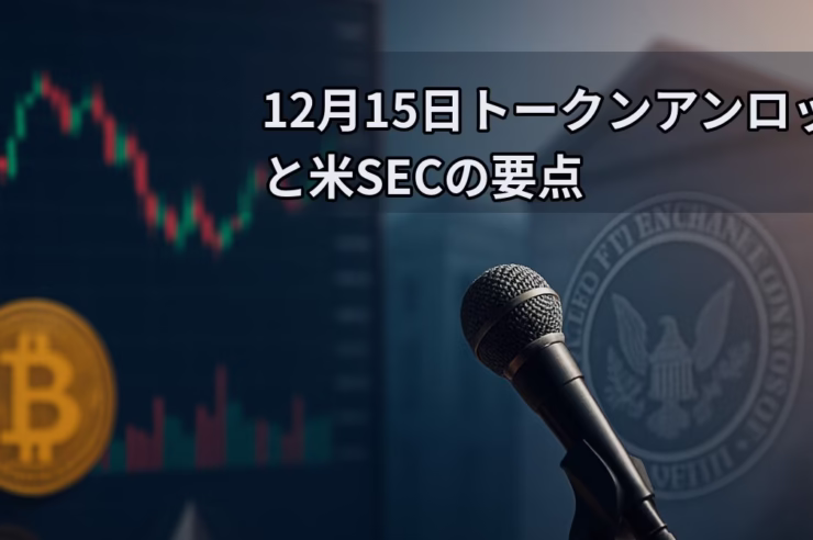 12/15トークン解除と米規制の動向まとめ。STRKは1.27億枚、ARBは9,265万枚が解除予定。BTCは$90,000攻防、米SEC・OCCは前向きな動き。2025-12-15 14:00 JST時点の要点。