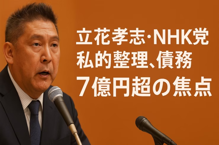 立花孝志氏が負債7億円超で任意整理を開始。2026-01-30期限の債権届出を経て和解を目指すが、資産不足で破産の可能性も。