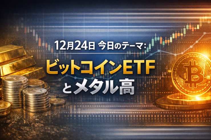 2025-12-24 12:00 JSTの市況。銀は$70突破もBTCは$88,000台で横ばい。ETF流出は調整の範囲内。Aave統治やPolymarketの治安も要点。