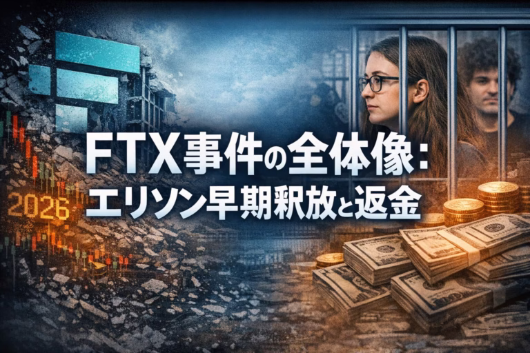 FTX事件の現状整理。エリソン氏は2026-01-21釈放見込み、SBFは禁錮25年。返金計画は第3回分配（約$1.6B）が進行中。資産証明の限界と規制動向を解説。
