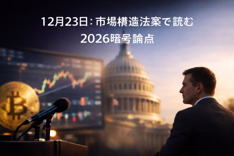 12月23日の暗号資産市況。BTCは$94,000を視野に攻防、24時間清算は$183M。米市場構造法案の進展と量子リスク、zkEVM安全性が2026年の論点。