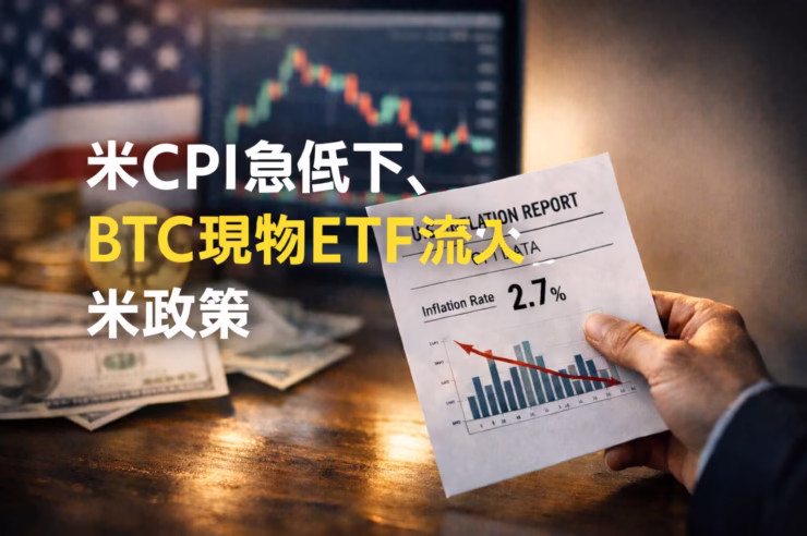 2025/12/19 13:30 JST時点の市況。11月米CPIは2.7%で予想を下振れ、BTC現物ETFは$457.3Mの純流入。トランプ政権の暗号資産法案への前向きな姿勢も報じられた。