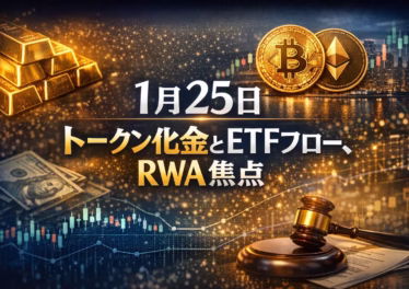 2026-01-23（米東）のETF流出と金トークン最高値を解説。BTC ETFの104Mドル流出とXAUTの2.60Bドル到達が要点です。JST 01/25 11:37時点の最新情報をまとめました。