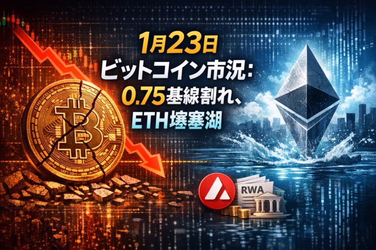 2026-01-23 09:00 JST市況。BTCは0.75供給コスト割れ、24h清算$459M。Bybitは3/23より日本居住者をクローズオンリーへ制限。