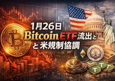 1月26日 Bitcoin ETF流出と米規制協調 9 2026-01-26 13:00 JST時点の要報。BTC現物ETFが週次$1.33Bの純流出となり、米規制当局の協調姿勢が注目されています。ETHは$2,894まで下落し、需給の転換点を迎えています。