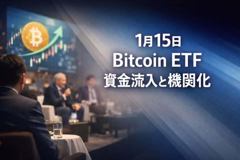 BTC現物ETFは1/13に純流入7.54億ドルを記録。韓国当局は法人による純資産5%までの仮想通貨投資容認を検討中。ステーブルコイン時価総額は3170億ドルに到達。
