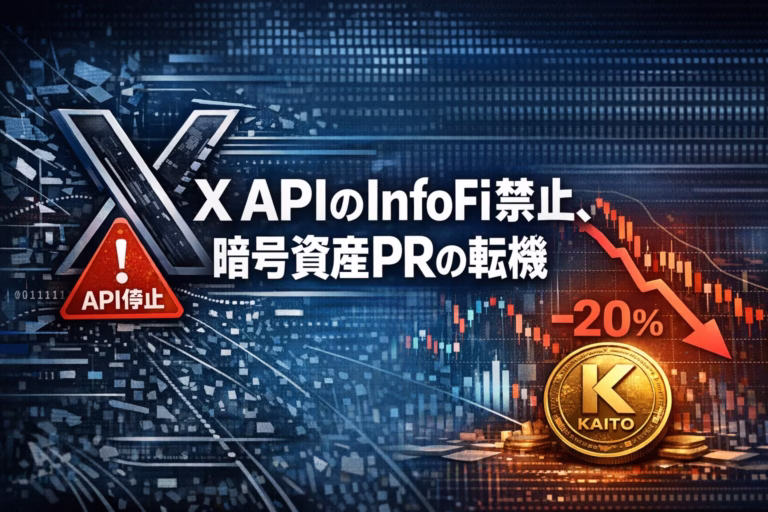 2026-01-17 12:30 JST ・Xが投稿報酬型アプリのAPIを遮断、InfoFiに打撃 ・KAITOが一時約-20%急落、サービス終了相次ぐ ・プラットフォーム依存リスクが浮き彫りに