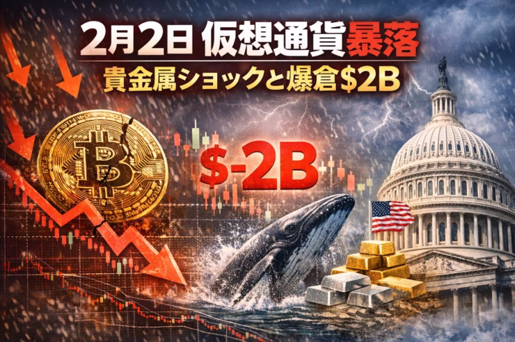2026-02-02 14:36 JST ・BTC一時$75,700、清算$2.0B超 ・HYPE $305Mアンロック、米雇用統計に注目