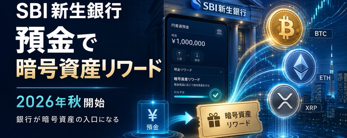 SBI新生銀行「預金で暗号資産リワード」秋開始——日本の銀行が暗号資産に触れる構造変化を読む 15 SBI新生銀行「預金で暗号資産リワード」秋開始——日本の銀行が暗号資産に触れる構造変化を読む