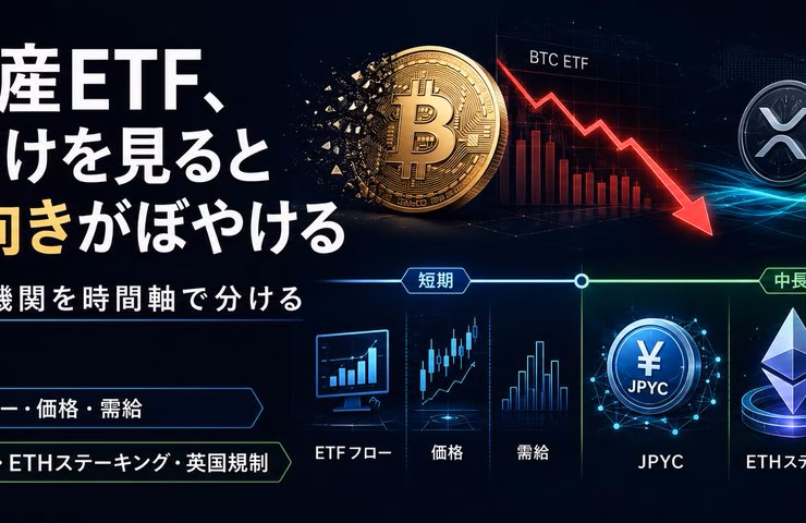 暗号資産ETF、BTCだけを見ると資金の向きがぼやける──制度・需給・機関を時間軸で分ける（2026/6/23）