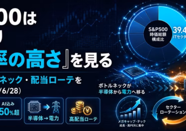 S&P500は指数より「IT比率の高さ」を見る──集中・電力ボトルネック・配当ローテを分けて読む(6/28) 14 x article 2071020833934622720