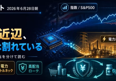 株式ダイジェスト 2026年6月28日朝 ― 指数は最高値近辺、でも中身は割れている 13 x article 2071021384567001089