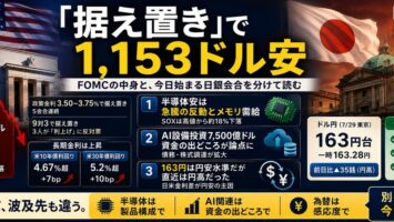 「据え置き」で1,153ドル安 ── FOMCの中身と、今日始まる日銀会合を分けて読む 3 x article 2082619915316715521