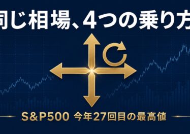 同じ相場への4つの投資アプローチを表すアイキャッチ