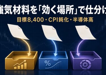 強気材料を効く場所で仕分ける図のアイキャッチ