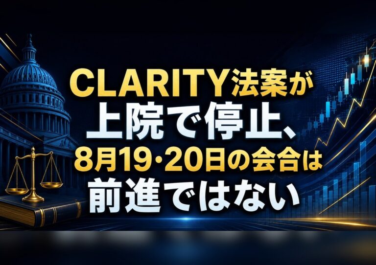 CLARITY法案が上院で停止、8月19・20日の会合は前進ではない