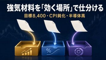 強気材料を効く場所で仕分ける図のアイキャッチ