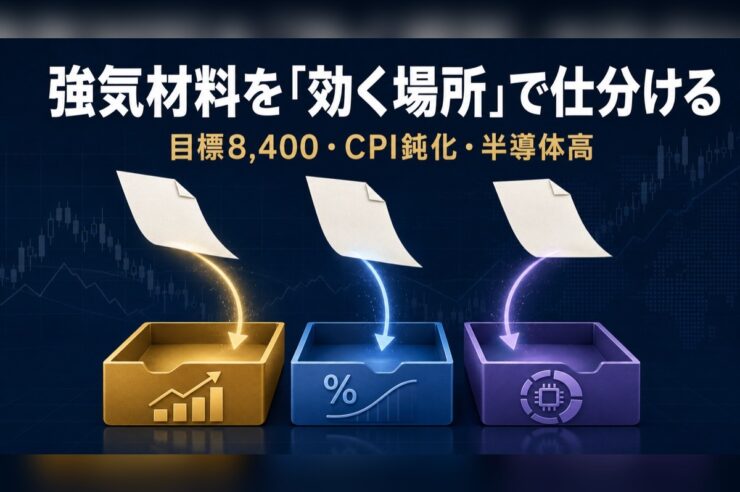 強気材料を効く場所で仕分ける図のアイキャッチ