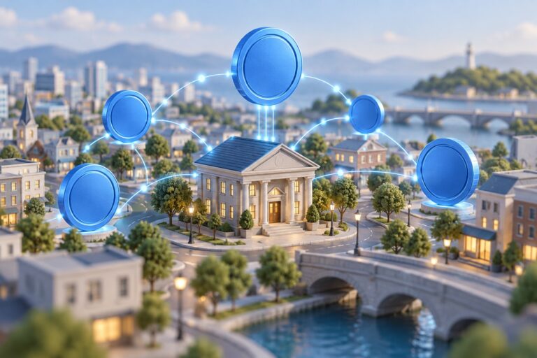 CoinbaseとMoovのUSDC連携|地域銀行への展開と制度動向 8 地域銀行とデジタル決済をつなぐイメージ
