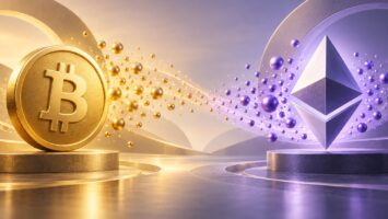 ビットコインとイーサリアムのETF資金フローを表すイメージ