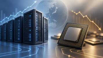 HPE・DELL上昇とSOX指数の下落:AI関連株の違いを整理 2 AIサーバー企業と半導体の値動きの違いを表すイメージ