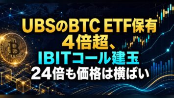 UBSのBTC ETF保有4倍超、IBITコール建玉24倍も価格は横ばい