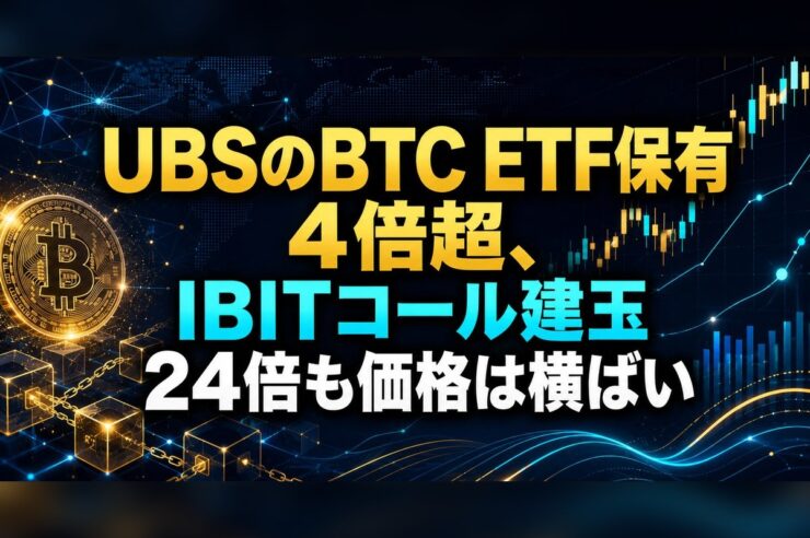 UBSのBTC ETF保有4倍超、IBITコール建玉24倍も価格は横ばい